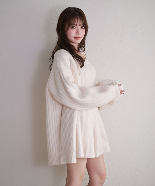 fupel カーディガン cable knit over cardigan / ケーブルニット
