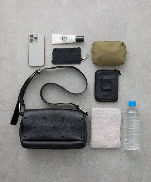 新品　BEARDSLEY 2点セット　ボディバッグ+ショルダーベルト　本革　黒 BEARDSLEY（ビアズリー） ショルダーバッグ バッグ 「本革」ドット
