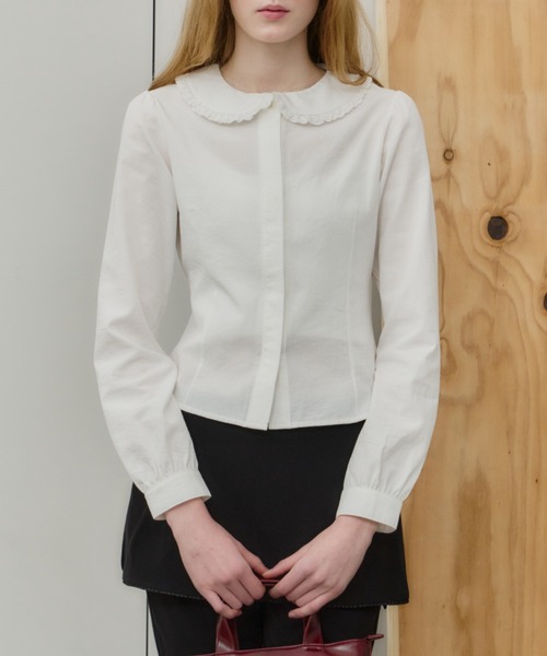 GIUNON ブラウス シャツ round collar frill shirt / ラウンドカラー