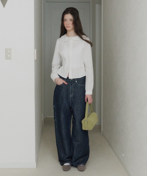 GIUNON ブラウス シャツ round collar frill shirt / ラウンドカラー