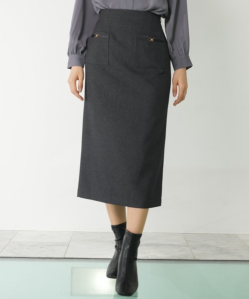 「TRUDEA」 タイトスカート LARGE チャコールグレー レディース_画像9