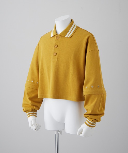 「GRANCY」 長袖ポロシャツ M マスタード メンズ_画像7