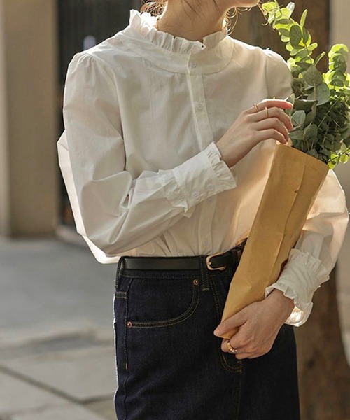 「INASTUDIOS」 長袖ブラウス FREE ホワイト レディース_画像4