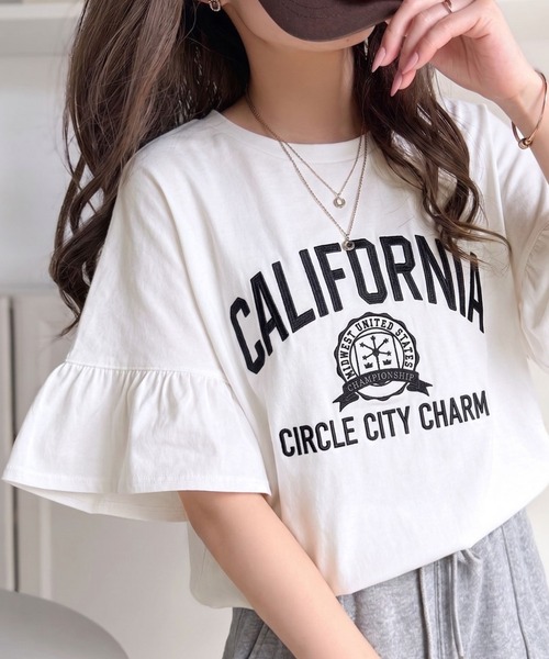 VIVIANO フリル付き半袖Tシャツ M ホワイト Java tシャツ 半袖 「JaVaジャバコラボ」ラフでいい日ほど、ちょっと
