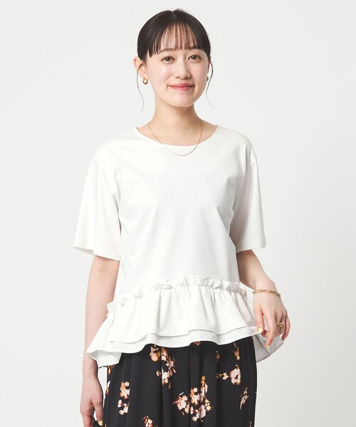 tシャツ スソ ドッキング プルオーバー カットソー 接触冷感 レディースの画像
