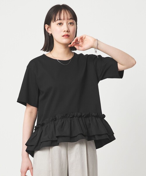 tシャツ スソ ドッキング プルオーバー カットソー 接触冷感 レディースの画像