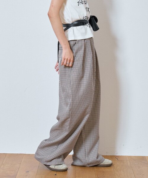 ワイドパンツ スラックス パンツ 「UNISEX」タックボリュームワイドスラックスパンツ/サイドラインスラックス レディース メンズの画像