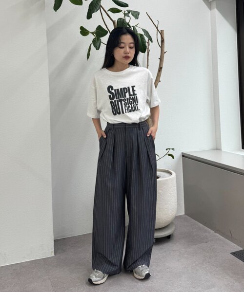 ワイドパンツ スラックス パンツ 「UNISEX」タックボリュームワイドスラックスパンツ/サイドラインスラックス レディース メンズの画像