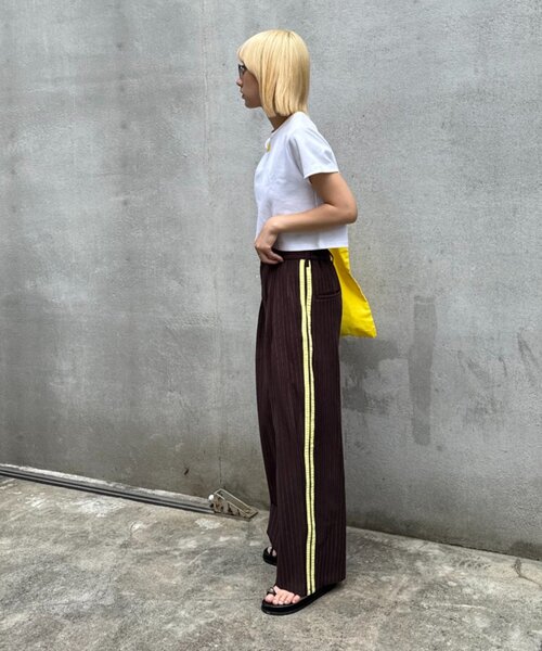ワイドパンツ スラックス パンツ 「UNISEX」タックボリュームワイドスラックスパンツ/サイドラインスラックス レディース メンズの画像