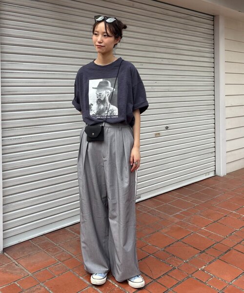 ワイドパンツ スラックス パンツ 「UNISEX」タックボリュームワイドスラックスパンツ/サイドラインスラックス レディース メンズの画像