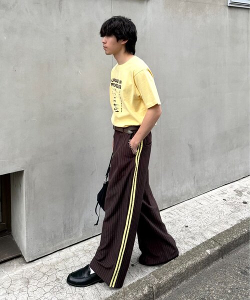 ワイドパンツ スラックス パンツ 「UNISEX」タックボリュームワイドスラックスパンツ/サイドラインスラックス レディース メンズの画像