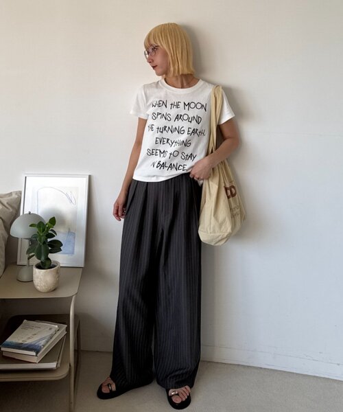 ワイドパンツ スラックス パンツ 「UNISEX」タックボリュームワイドスラックスパンツ/サイドラインスラックス レディース メンズの画像