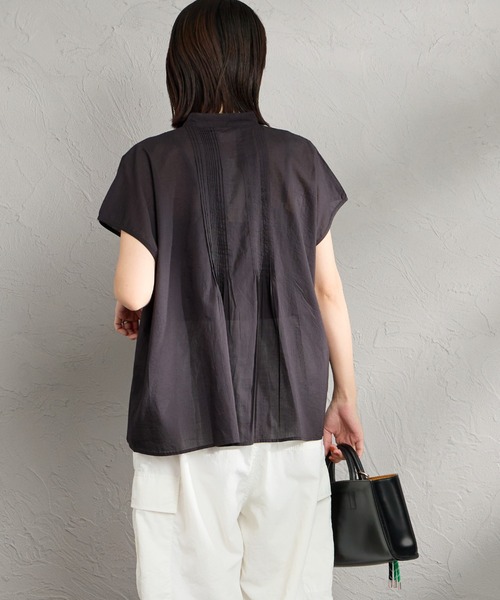 ブラウス シャツ 「SOIL/ソイル」 バンドカラー ピンタックシャツブラウス レディースの画像