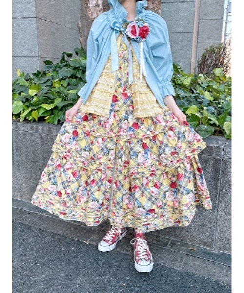 ピンクハウスフラワープリント ノースリーブワンピース PINK HOUSE（ピンクハウス） ワンピース フラワーチェックプリント