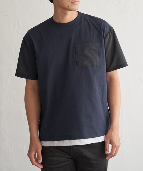 tシャツ 冷感異素材コンビTシャツ メンズ | ikka