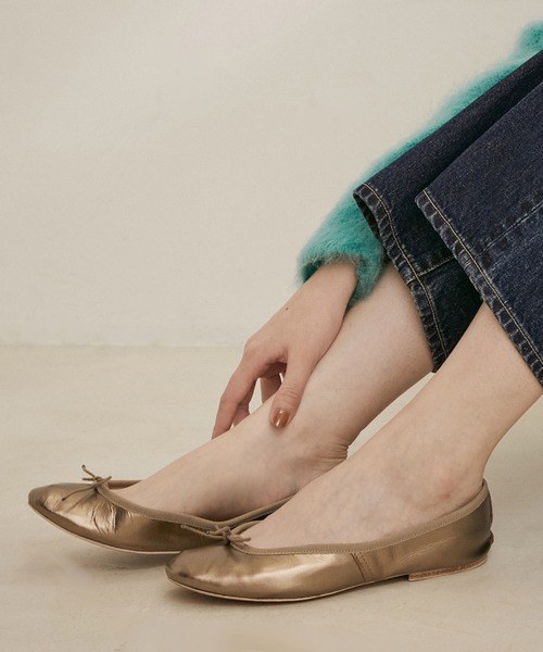 「E.PORSELLI」 フラットパンプス 37 ゴールド レディース_画像2