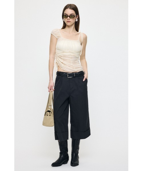 MOUSSY（マウジー） タンクトップ ノースリーブ ASYMMETRY GATHER 