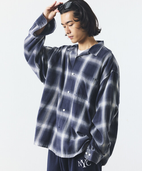 NAUTICA（ノーティカ） シャツ ブリーチ オンブレ L/S オープンカラー