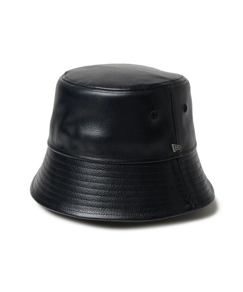 最終値下げ　エディフィス 　ニューエラ　ブラックレザー　バケットハット NEW ERA（ニューエラ） キャップ 帽子 メンズ ニューエラ「NEW ERA