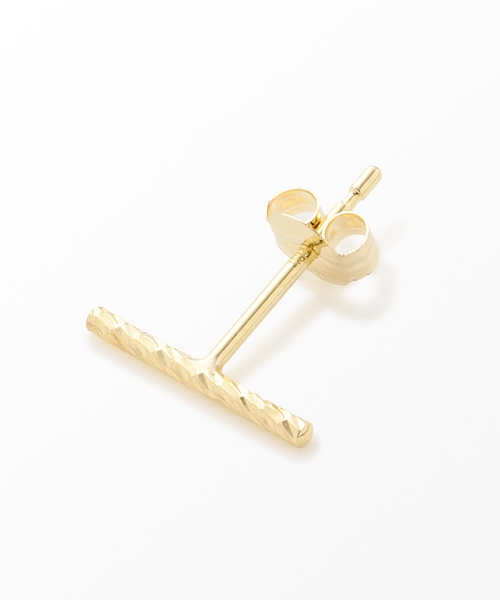【Jouete】K10YGピアス ピンズ] K10YG ピアス ブラックカルセドニー（ピアス（片耳用