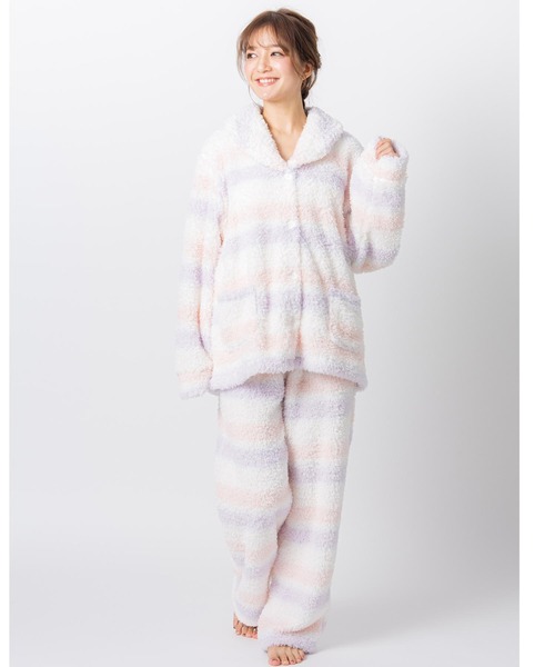 パジャマ　襟付きあったかパジャマ fran de lingerie ルームウェア パジャマ memory fleece set-up