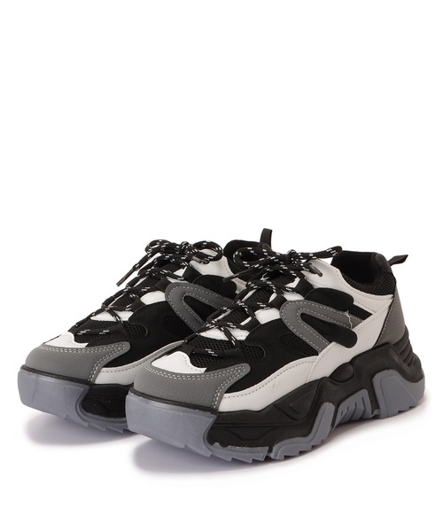 LKS-2502-002 スニーカー 厚底 ダッド 配色 スエード ダッドス Lace Ladies スニーカー 厚底配色ダッドスニーカー レディース