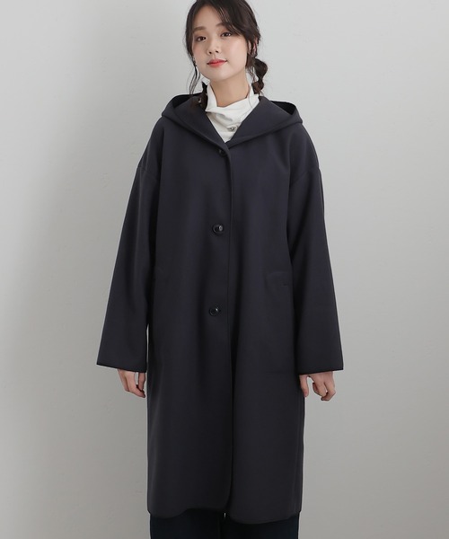 ElegChic ダッフルコート コート フェイクウールフード付コート