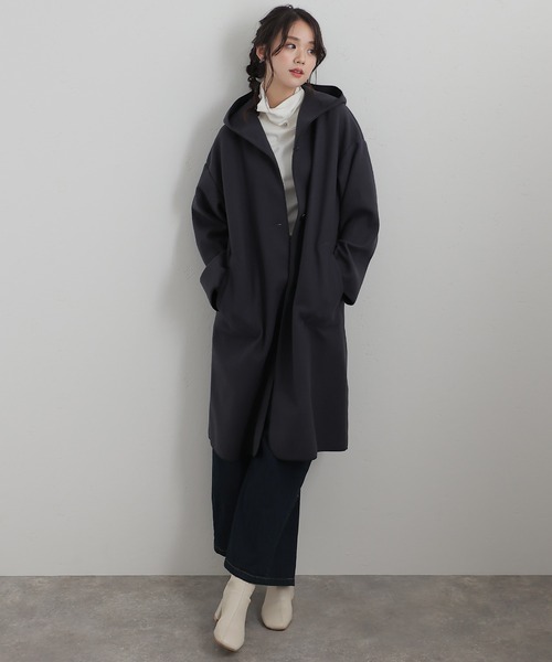 ダークグレー ダッフルコート フード付き ElegChic ダッフルコート コート フェイクウールフード付コート