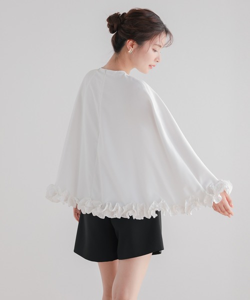 Fit more ブラウス シャツ 裾フリルケープブラウス レディース