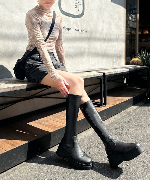 attagirl ブーツ 厚底タンクソールロングブーツ レディース