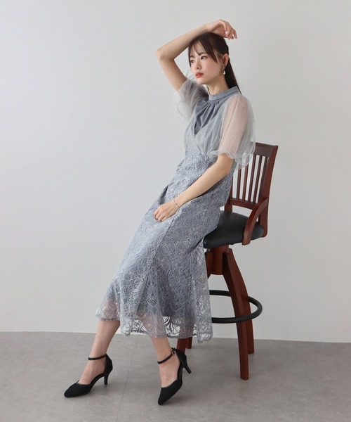 BLUEEAST ドレス ラメチュールオフショルパーティードレス