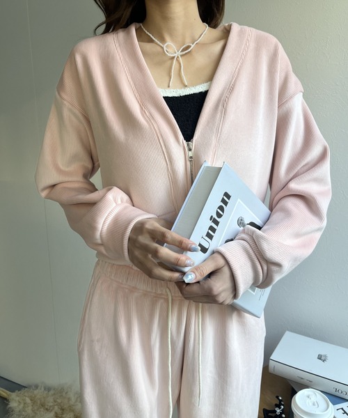 セットアップ 「セットアップ」ジップニットソーカーディガン＆パンツ レディース | LACーVERT | 10