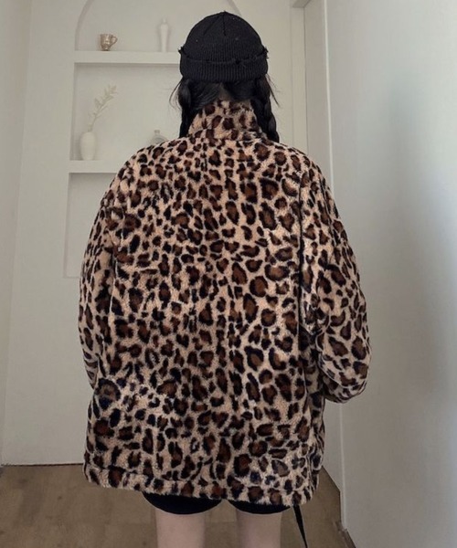 レオパード柄ブラウンレザージャケット レオパード柄ブラウンレザージャケット レオパード（ヒョウ柄） レザー