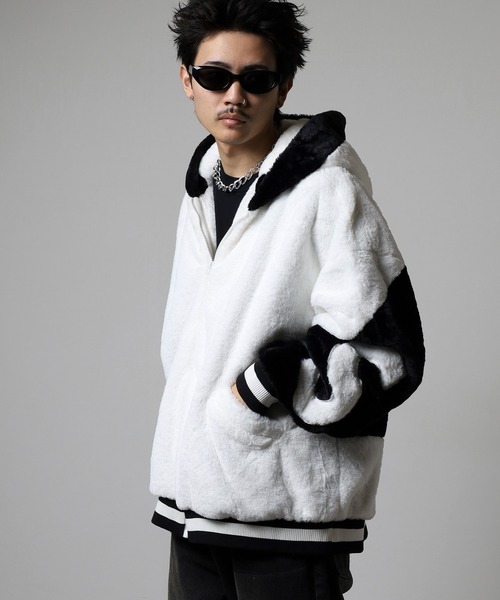 RE730 ブルゾン アウター Eco fur big logo hood blouson / エコファー RE730 ブルゾン アウター Eco fur big logo hood blouson / エコファー