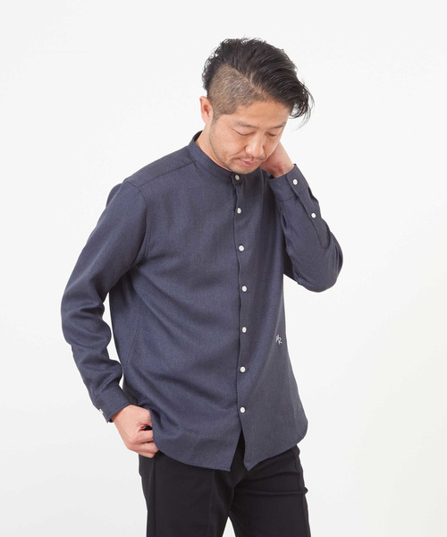 MEN'S MELROSE シャツ ウーリーバンドカラーシャツ メンズ : ZOZOTOWN