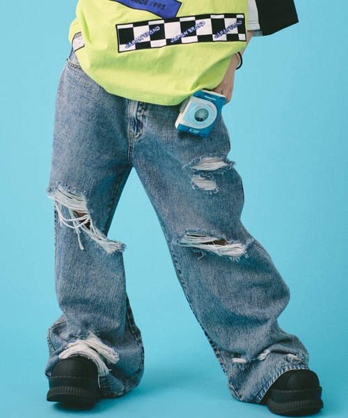 gっfy GALFY（ガルフィー） ジーンズ GALFY-G ロゴぼろぼろバギーデニム