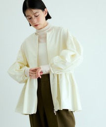アダムエロペ　ペプラムジップブラウス　ベージュ　長袖　シャツ　羽織り　ジャケット ADAM ET ROPE' ブラウス シャツ 「再入荷・新色追加