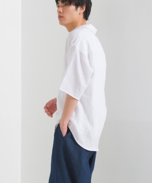 OMNES（オムネス） シャツ 半袖 メンズダブルガーゼ半袖シャツ メンズ
