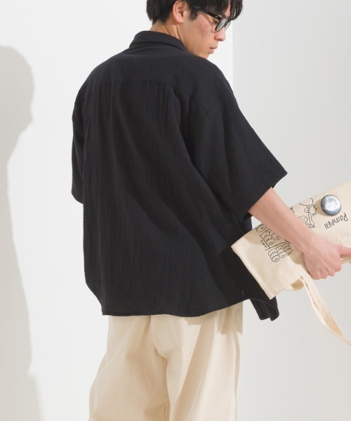 OMNES（オムネス） シャツ 半袖 メンズダブルガーゼ半袖シャツ メンズ