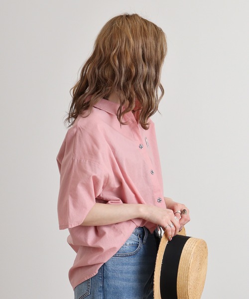 ブラウス シャツ EMAGO 鳥ボタン付きシャツ レディース Emago ブラウス シャツ EMAGO 鳥ボタン付きシャツ レディース