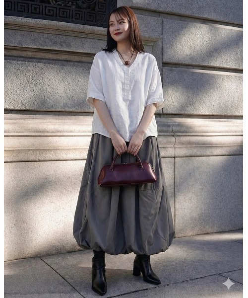 BLANC FICELLE ロング スカート バルーンスカート ロング丈 : ZOZOTOWN