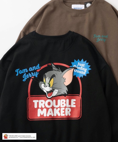 トレーナー スウェット 「0」「TOM＆JERRY/トムとジェリー」ワンポイント＆バックBIGキャラクタープリント ショップサインデザイン ビッグシル トレーナー スウェット 「0」「TOM＆JERRY/トムとジェリー」ワン