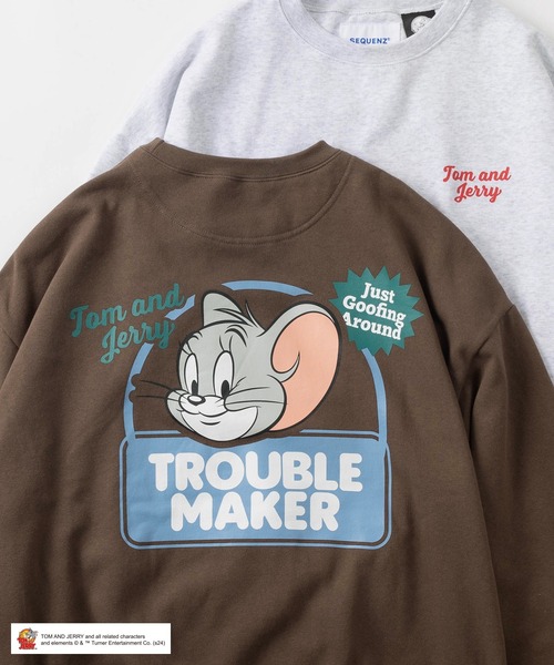 トレーナー スウェット 「0」「TOM＆JERRY/トムとジェリー」ワンポイント＆バックBIGキャラクタープリント ショップサインデザイン ビッグシル トレーナー スウェット 「0」「TOM＆JERRY/トムとジェリー」ワン