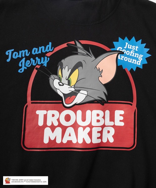トレーナー スウェット 「0」「TOM＆JERRY/トムとジェリー」ワンポイント＆バックBIGキャラクタープリント ショップサインデザイン ビッグシル トレーナー スウェット 「0」「TOM＆JERRY/トムとジェリー」ワン