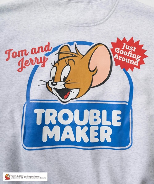 トレーナー スウェット 「0」「TOM＆JERRY/トムとジェリー」ワンポイント＆バックBIGキャラクタープリント ショップサインデザイン ビッグシル トレーナー スウェット 「0」「TOM＆JERRY/トムとジェリー」ワン