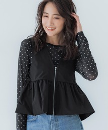 coca tシャツ Vネックベスト＆ドット柄メッシュトップス 2点