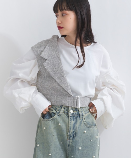 terrace ベスト ジレ ショートアシメベスト レディース : ZOZOTOWN
