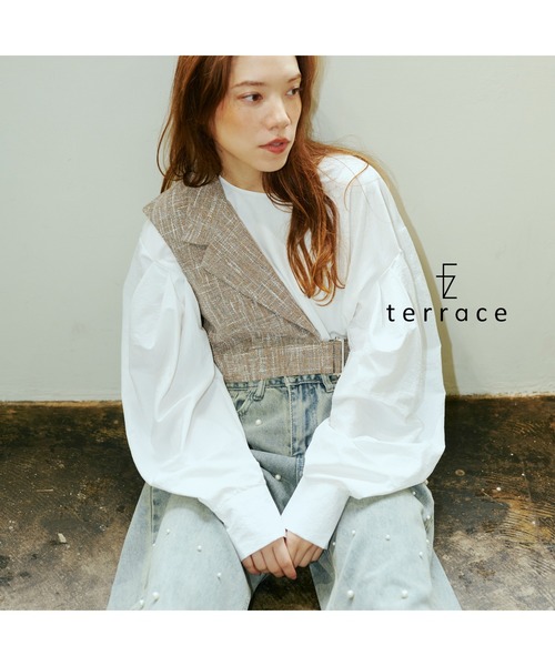 terrace ベスト ジレ ショートアシメベスト レディース : ZOZOTOWN