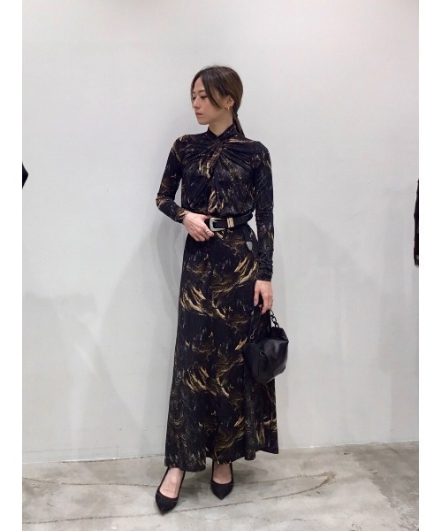 ALLSAINTS ワンピース MINA SLIM FIT PRINTED MAXI DRESS