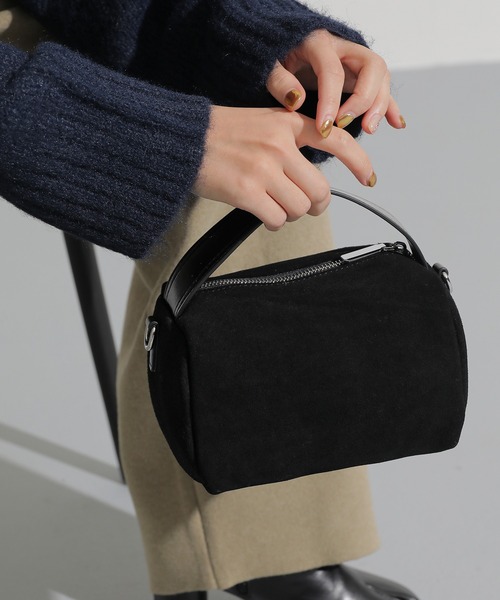 en CAnAF ハンドバッグ 牛革スウェード 2way ワンハンドル ショルダー